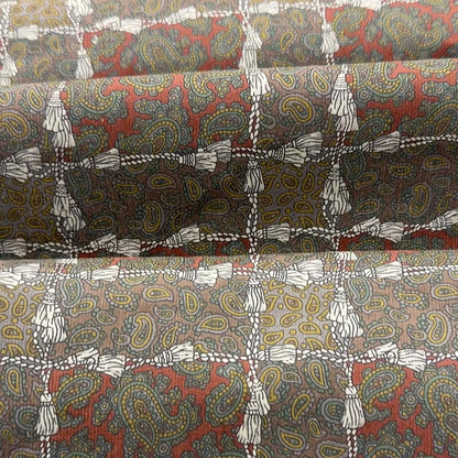 Corduroy Fabric by the Yard – Brown Terracotta Paisley Print Upholstery & Apparel Textile