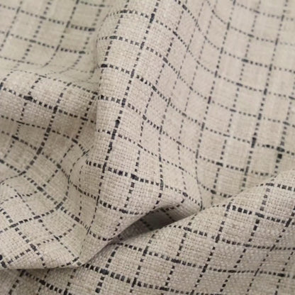 Beige Windowpane Fabric by the Yard Small Scale