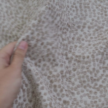 Taupe Polka Dot Chenille Upholstery Fabric – Plush Textured Fabric by the Yard