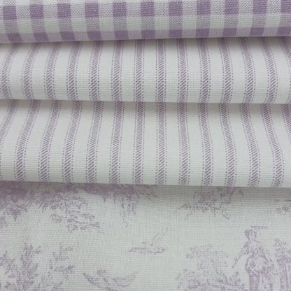 Lavender Toile Gingham Fabric Bundle Cotton Quilting Sewing Fabric Set Crafts Pillows Curtains Cottagecore Home Decor
