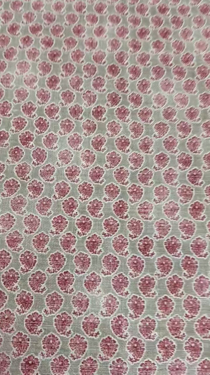Nerala Ruby Paisley Block Print Fabric- Bohemian Design for Drapery