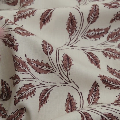 Sorrel Woodrose Deep Red Leaf Fabric - Burgundy Botanical Print