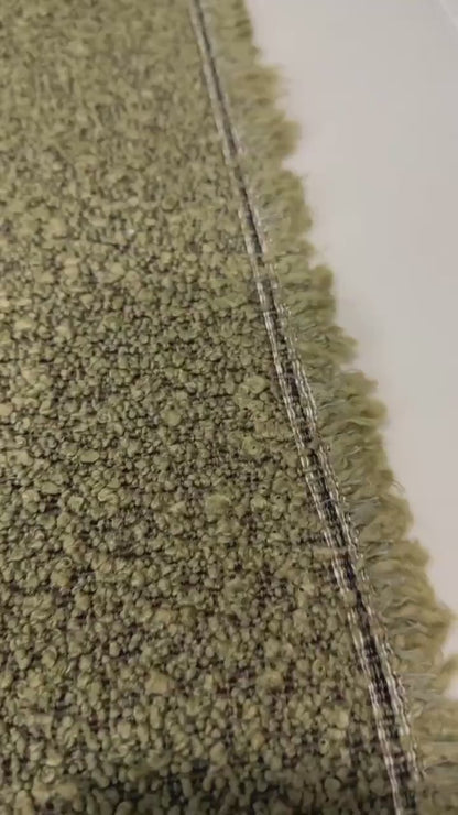 Moss Green Boucle Upholstery Fabric Durable Olive Nubbly Texture for Furniture