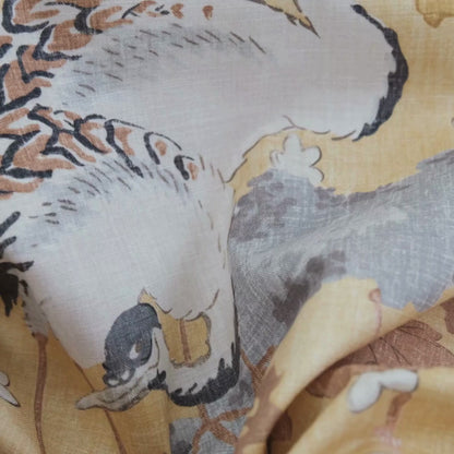 Plume Goldenrod Asian-Inspired Cotton Fabric Birds & Blossoms Design