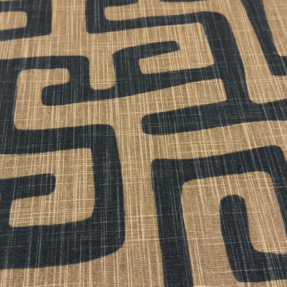 Geometric Fabric Brown Black Abstract Maze Canvas by Yard