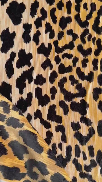 Leopard Print Velvet Upholstery Fabric
