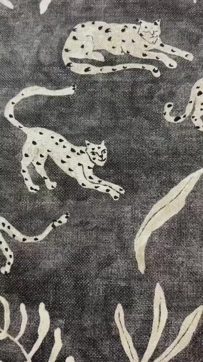 Zari Neutral Wild Cat Safari Fabric- Bold Animal Print Upholstery