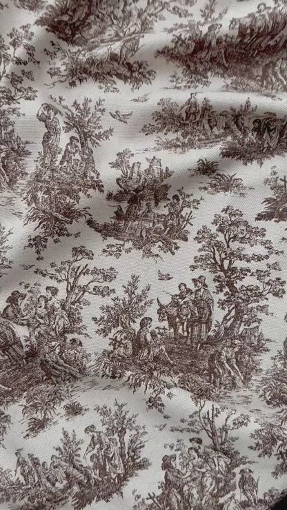 Brown Toile Cotton Fabric French Country Look