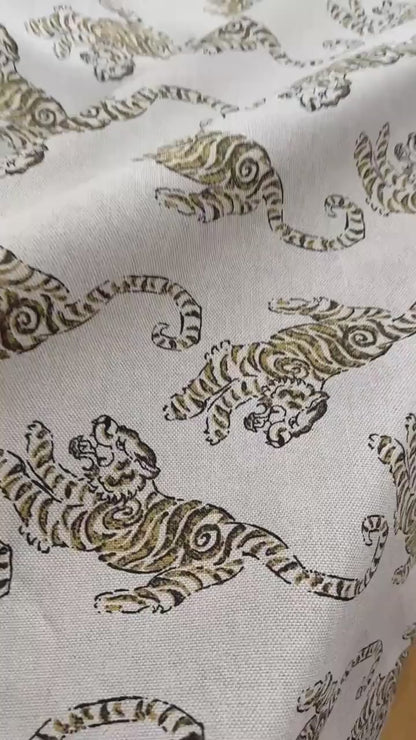 Tiger Print Upholstery Fabric- Maximalist Animal Print Textile by the Yard