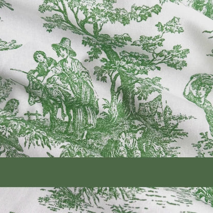 French Pastoral Toile Fabric by the Yard – Vintage Blue Country Pattern for Upholstery & Drapery