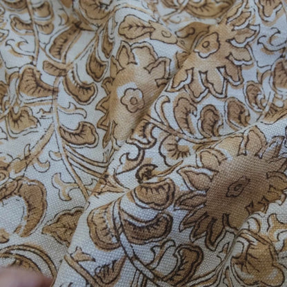 Sunvine Amber Gold Floral Print Fabric- French Country Home Decor