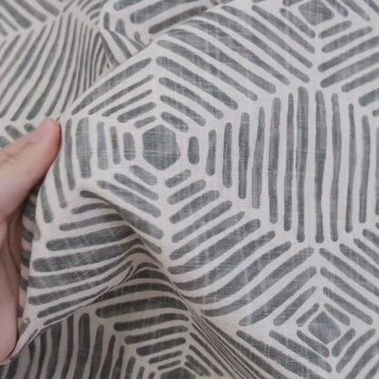 Neutral Geometric Fabric by Yard Tribal Block Print Pattern