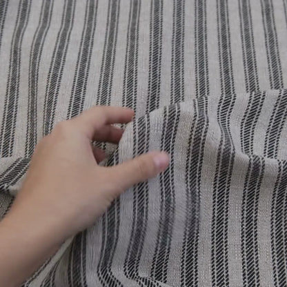 Juno Black Stripe Ticking Fabric- Farmhouse Upholstery & Decor