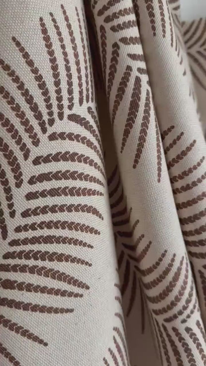 Brown Fern Print Fabric By The Yard Botanical Autumn Leaf Motif