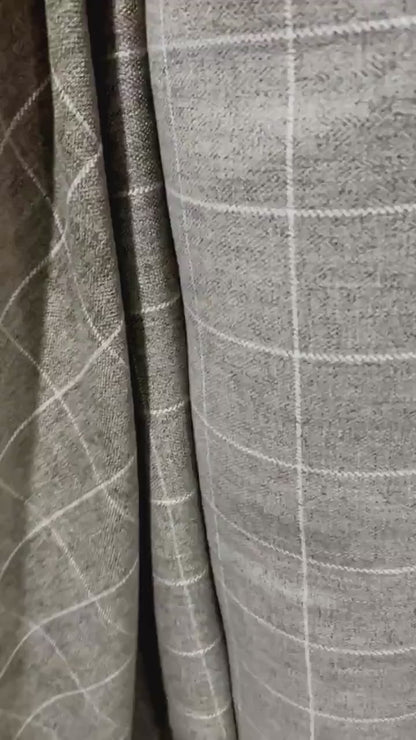 Sage Green Windowpane Upholstery Fabric by the Yard- Textured Grid Pattern