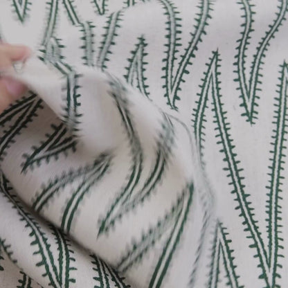 Green Stitch Pattern Cotton Fabric