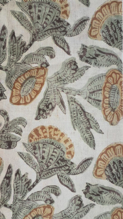 Muted Sage Large Floral Cotton Fabric – Oversized Botanical Print by the Yard