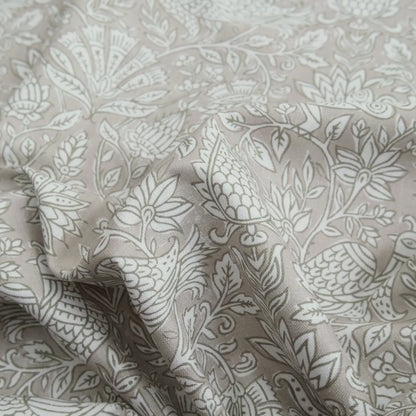 Olive Green Peacock Pattern Print Fabric