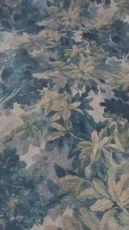 Blue Green Leaves Forest Fabric