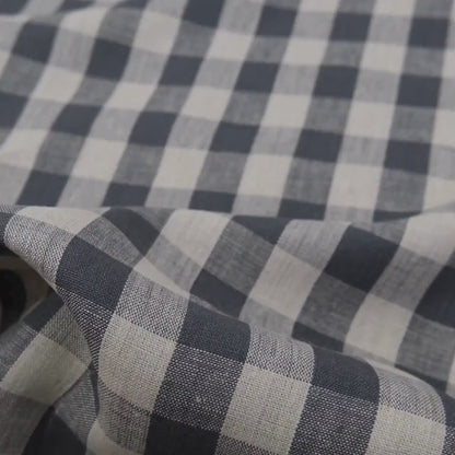 Gray Checkered Linen Fabric by the Yard