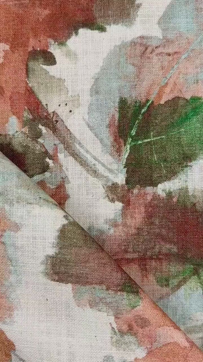 Coral Watercolor Floral Print by the Yard