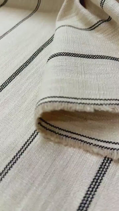 Cream Black Stripe Fabric Upholstery