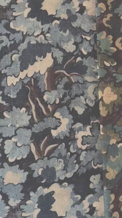 Blue Forest Canopy Drapery Fabric- Nature-Inspired Botanical Print for Curtains & Home Decor