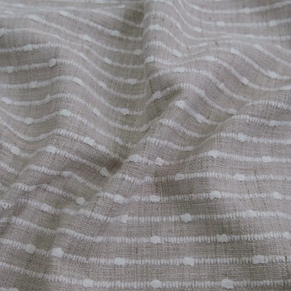 Sand Striped Chunky Slub Upholstery Fabric- Textured Natural Stripe Linen Blend