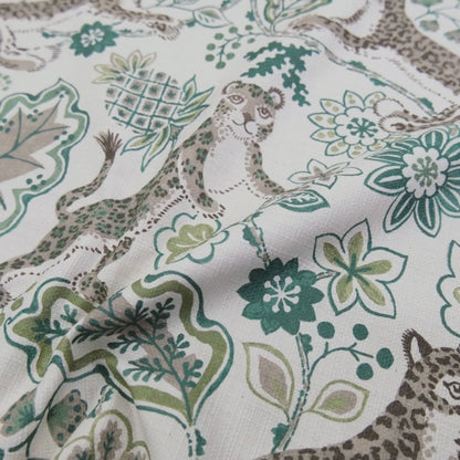 Green Leopard Floral Fabric by the Yard for Home Decor Sewing