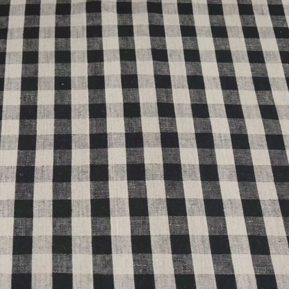 Black Check Fabric Tablecloth Checkered Onyx Linen