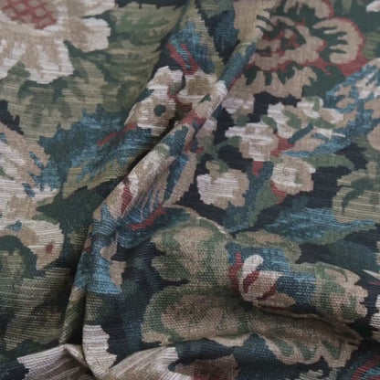 Forest Green Floral Print Upholstery Fabric