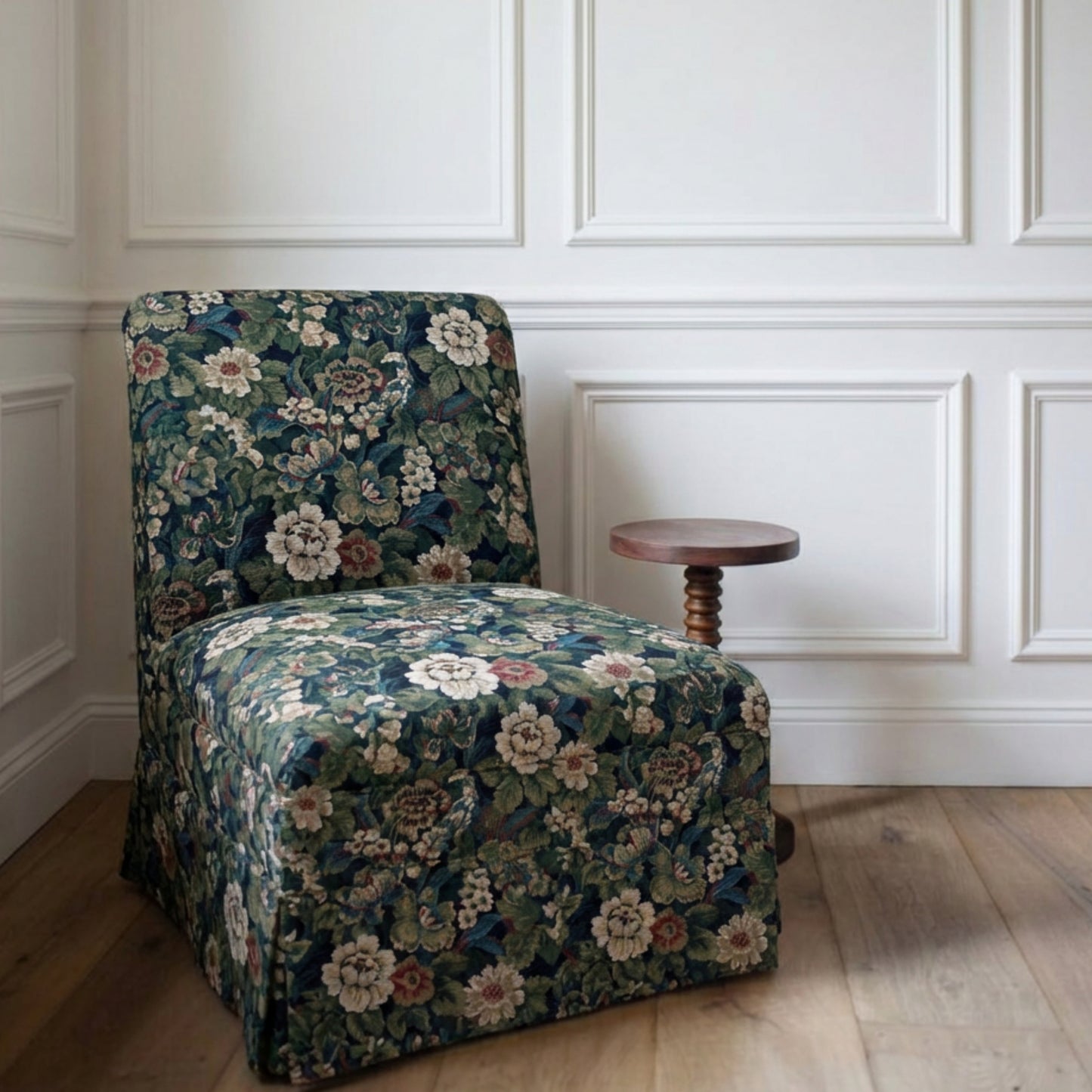 Forest Green Floral Print Upholstery Fabric