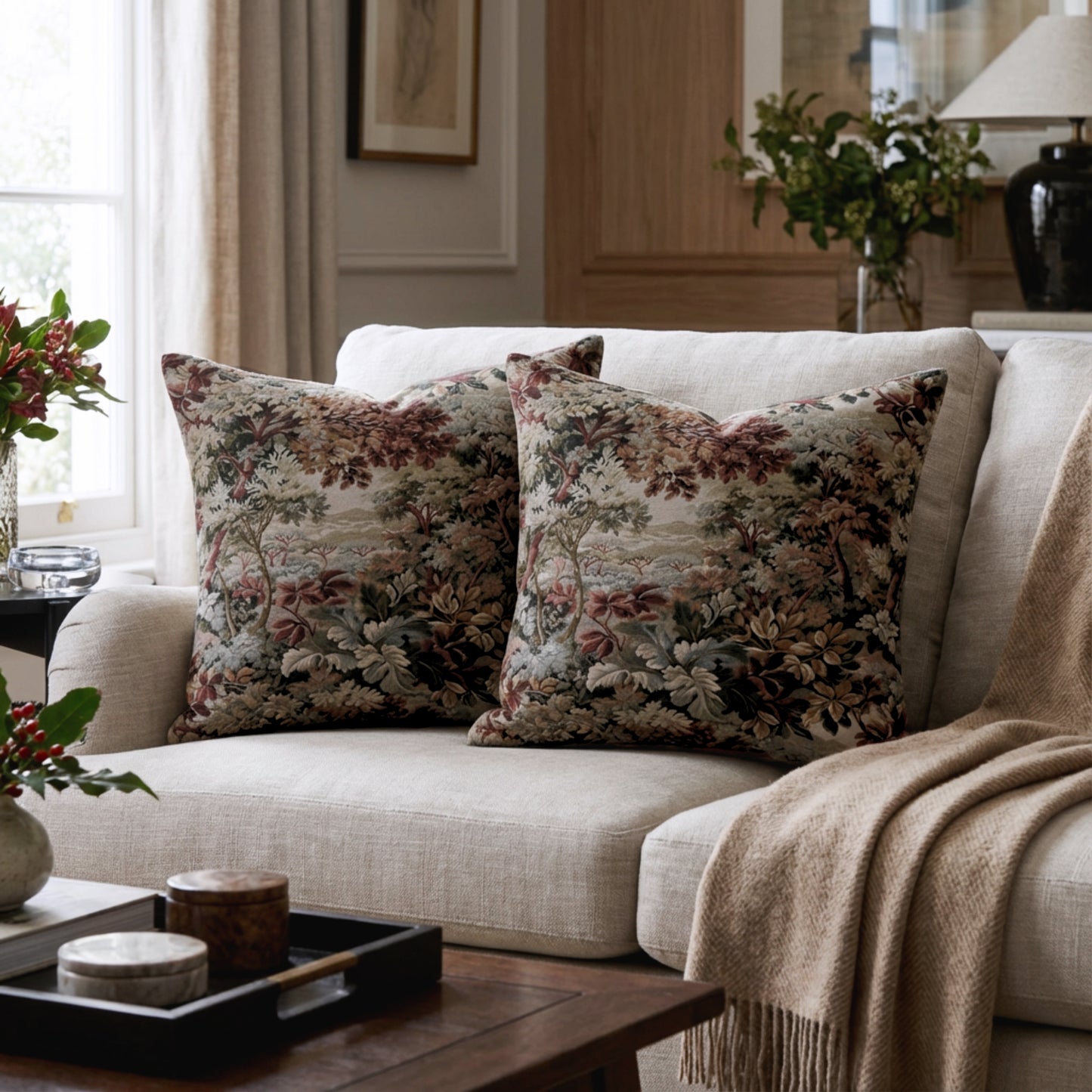 Tapestry Upholstery Fabric by the Yard Verdure Foliage