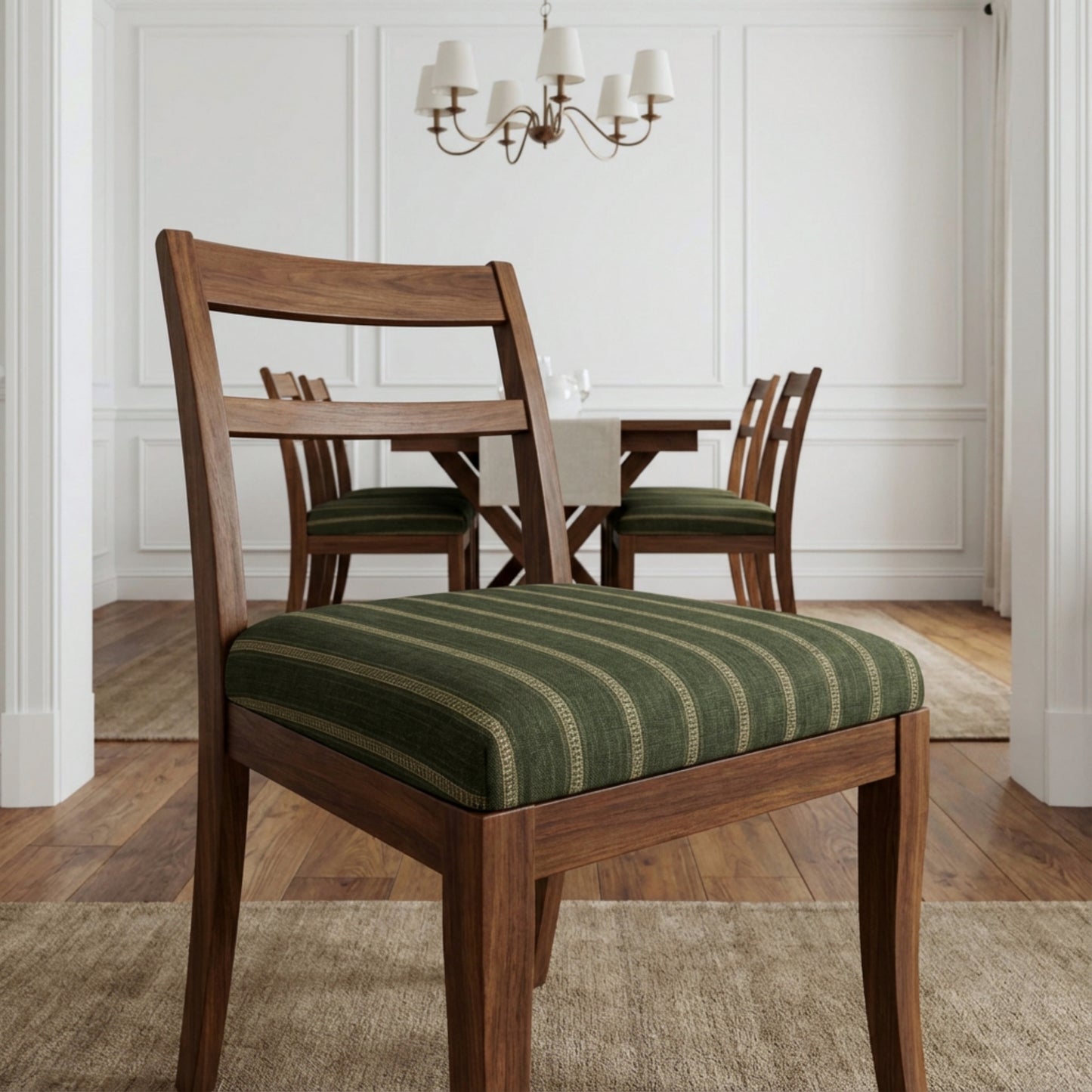 Green Stripe Upholstery Fabric by the Yard