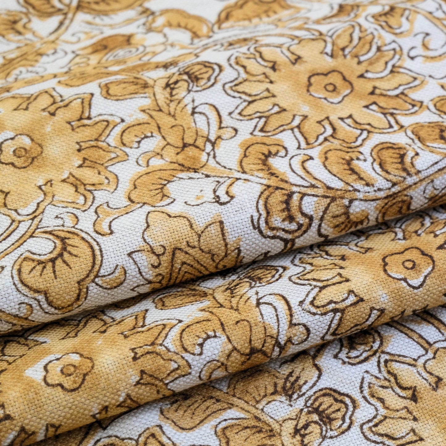 Sunvine Amber Gold Floral Print Fabric- French Country Home Decor