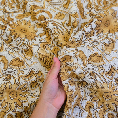 Sunvine Amber Gold Floral Print Fabric- French Country Home Decor