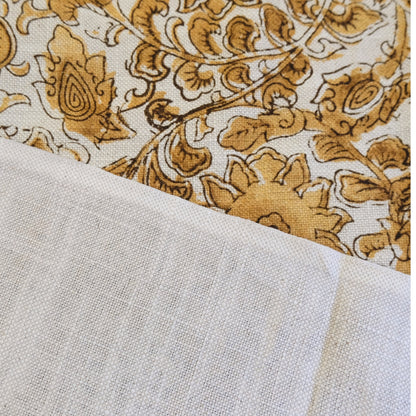 Sunvine Amber Gold Floral Print Fabric- French Country Home Decor