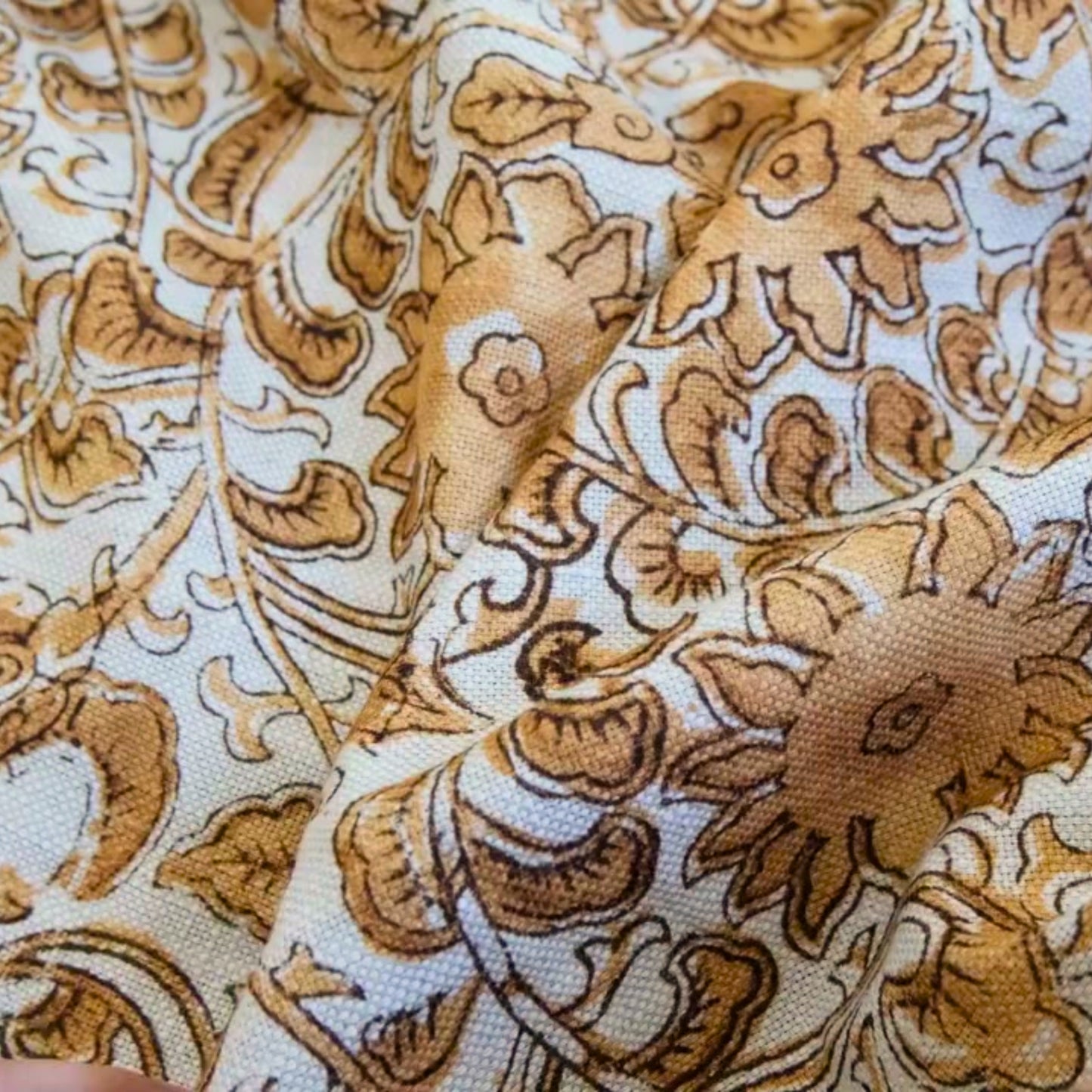 Sunvine Amber Gold Floral Print Fabric- French Country Home Decor